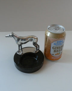  1930s Art Deco Silver Plate Greyhound Sculpture. Mounted on a Coin or Pin Dish