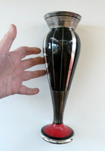 Load image into Gallery viewer,  FRENCH Art Deco HEM Black Glass Vase by Michel Herman : 10 3/4 inches
