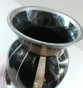  FRENCH Art Deco HEM Black Glass Vase by Michel Herman : 10 3/4 inches