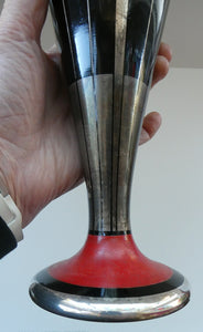  FRENCH Art Deco HEM Black Glass Vase by Michel Herman : 10 3/4 inches