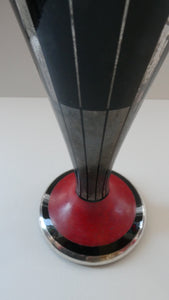  FRENCH Art Deco HEM Black Glass Vase by Michel Herman : 10 3/4 inches