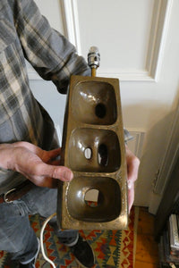 1960s 1970s Brutalist Bronze Ceramic Table Lamp. Hepworth. Moore Influence
