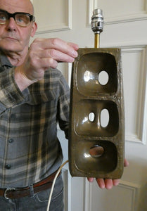 1960s 1970s Brutalist Bronze Ceramic Table Lamp. Hepworth. Moore Influence