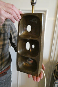1960s 1970s Brutalist Bronze Ceramic Table Lamp. Hepworth. Moore Influence