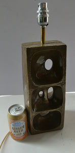 1960s 1970s Brutalist Bronze Ceramic Table Lamp. Hepworth. Moore Influence
