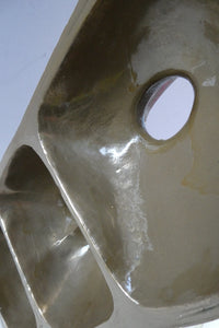 1960s 1970s Brutalist Bronze Ceramic Table Lamp. Hepworth. Moore Influence