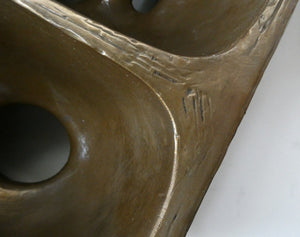 1960s 1970s Brutalist Bronze Ceramic Table Lamp. Hepworth. Moore Influence