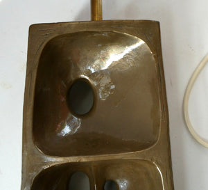 1960s 1970s Brutalist Bronze Ceramic Table Lamp. Hepworth. Moore Influence