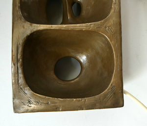 1960s 1970s Brutalist Bronze Ceramic Table Lamp. Hepworth. Moore Influence