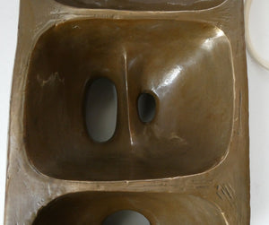 1960s 1970s Brutalist Bronze Ceramic Table Lamp. Hepworth. Moore Influence