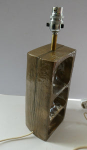 1960s 1970s Brutalist Bronze Ceramic Table Lamp. Hepworth. Moore Influence