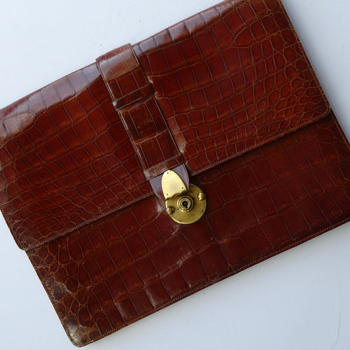 Vintage Genuine Asprey Crocodile Skin Document Wallet or Ipad Case ASPREY LONDON