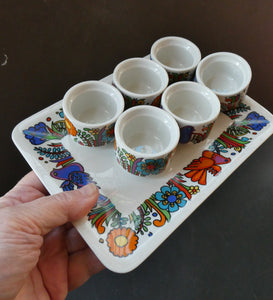 1960s Villeroy & Boch Set of Six Egg Cugs on Original Stand ACAPULCO