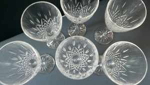 Set of Six Vintage ROYAL DOULTON Long Stemmed Wine Glasses: Earlswood Pattern