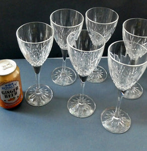 Set of Six Vintage ROYAL DOULTON Long Stemmed Wine Glasses: Earlswood Pattern