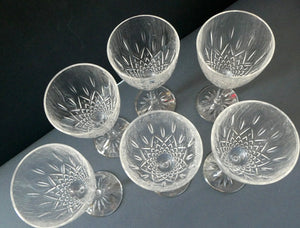 Set of Six Vintage ROYAL DOULTON Long Stemmed Wine Glasses: Earlswood Pattern