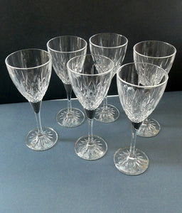 Set of Six Vintage ROYAL DOULTON Long Stemmed Wine Glasses: Earlswood Pattern