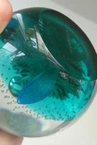 Vintage Scottish CAITHNESS GLASS Paperweight AQUAMARINA. Philip Chaplain 1998