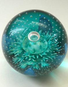 Vintage Scottish CAITHNESS GLASS Paperweight AQUAMARINA. Philip Chaplain 1998