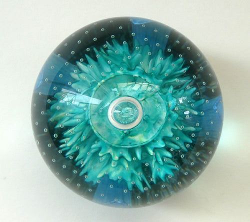 Vintage Scottish CAITHNESS GLASS Paperweight AQUAMARINA. Philip Chaplain 1998