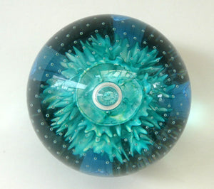 Vintage Scottish CAITHNESS GLASS Paperweight AQUAMARINA. Philip Chaplain 1998