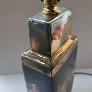 SCOTTISH POTTERY. LARGE Margery Clinton Lustre Glaze Lamp Base. Re-wired