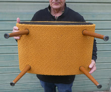 Load image into Gallery viewer, 1950s SHERBOURNE Lidded Sewing Box taking the form of a Stool. With Dansette Style Legs
