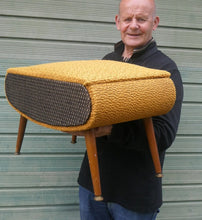 Load image into Gallery viewer, 1950s SHERBOURNE Lidded Sewing Box taking the form of a Stool. With Dansette Style Legs
