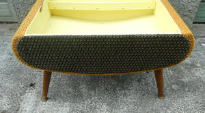 1950s SHERBOURNE Lidded Sewing Box taking the form of a Stool. With Dansette Style Legs