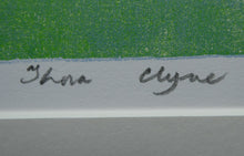 Load image into Gallery viewer, Thora Clyne Colour Woodcut. Fantasy Serbian Landscape 1988
