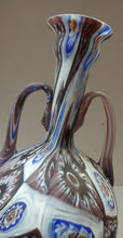 Load image into Gallery viewer, LARGE Italian Vintage FRATELLI TOSO Glass Vase. Made of Satin Finished Fused Tutti Frutti Canes. 9 3/4 INCHES
