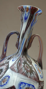 LARGE Italian Vintage FRATELLI TOSO Glass Vase. Made of Satin Finished Fused Tutti Frutti Canes. 9 3/4 INCHES