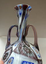 Load image into Gallery viewer, LARGE Italian Vintage FRATELLI TOSO Glass Vase. Made of Satin Finished Fused Tutti Frutti Canes. 9 3/4 INCHES
