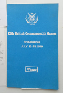 Official Menu Samples Compiled for the Commonwealth Games. EDINBURGH 1970. VERY Rare Survivor