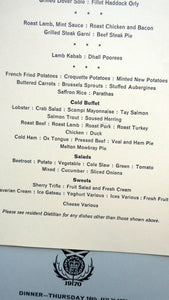 Official Menu Samples Compiled for the Commonwealth Games. EDINBURGH 1970. VERY Rare Survivor