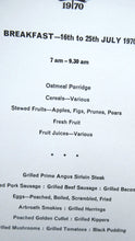 Load image into Gallery viewer, Official Menu Samples Compiled for the Commonwealth Games. EDINBURGH 1970. VERY Rare Survivor
