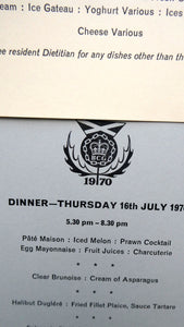 Official Menu Samples Compiled for the Commonwealth Games. EDINBURGH 1970. VERY Rare Survivor