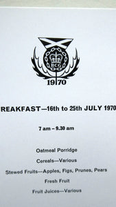 Official Menu Samples Compiled for the Commonwealth Games. EDINBURGH 1970. VERY Rare Survivor