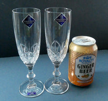 Load image into Gallery viewer, Vintage Edinburgh Crystal PAIR of Tall CHAMPAGNE Flute Glasses.  7 3/8 inches
