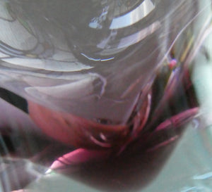 PAIR of Caithness CANISBAY LARGE Amethyst Coloured Wine Glasses. Space Age Shape. 5 3/4 inches in height