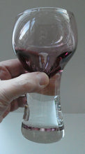 Load image into Gallery viewer, PAIR of Caithness CANISBAY LARGE Amethyst Coloured Wine Glasses. Space Age Shape. 5 3/4 inches in height
