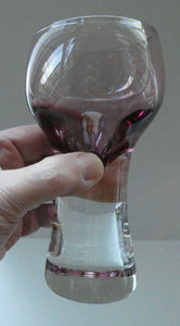 PAIR of Caithness CANISBAY LARGE Amethyst Coloured Wine Glasses. Space Age Shape. 5 3/4 inches in height