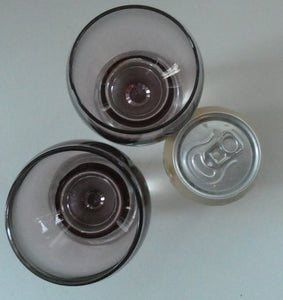 PAIR of Caithness CANISBAY LARGE Amethyst Coloured Wine Glasses. Space Age Shape. 5 3/4 inches in height