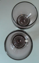 Load image into Gallery viewer, PAIR of Caithness CANISBAY LARGE Amethyst Coloured Wine Glasses. Space Age Shape. 5 3/4 inches in height
