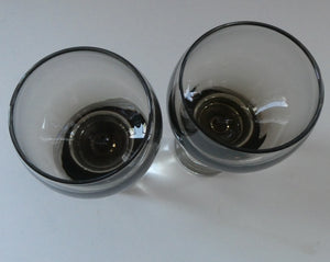 PAIR of Caithness CANISBAY LARGE Peat Coloured Wine Glasses. Space Age Shape. 5 1/4 inches in height