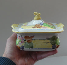 Load image into Gallery viewer, SCOTTISH POTTERY. Rare 1920s Mak Merry Hand-Painted Lidded Serving Dish. Decorated  with Fruits and Berries
