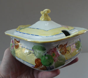 SCOTTISH POTTERY. Rare 1920s Mak Merry Hand-Painted Lidded Serving Dish. Decorated  with Fruits and Berries