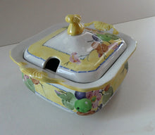 Load image into Gallery viewer, SCOTTISH POTTERY. Rare 1920s Mak Merry Hand-Painted Lidded Serving Dish. Decorated  with Fruits and Berries
