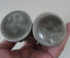 1930s / 1940s JUST ANDERSEN Danish Pewter PAIR of Dwarf Candlesticks