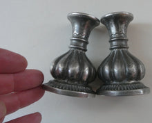 Load image into Gallery viewer, 1930s / 1940s JUST ANDERSEN Danish Pewter PAIR of Dwarf Candlesticks
